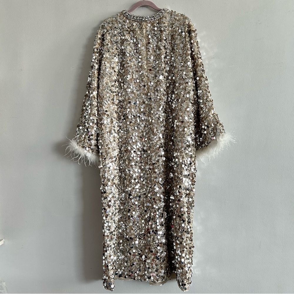 NWT RICHRADIQS Dazzling Sequined Feather Cuff Dress - Picture 6 of 16